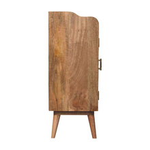 Load image into Gallery viewer, 35" Distressed Solid Wood Inlaid Rat Accent Cabinet With Two Doors - Brown