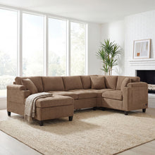 Load image into Gallery viewer, U Shaped Sectional Sofa, Corner Living Room Couch With Built In Cup Holders, Storage, USB Ports
