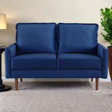 Load image into Gallery viewer, Loveseat Velvet - Blue / Dark Brown