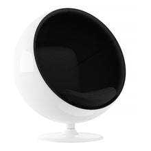 Load image into Gallery viewer, 42" Fiberglass And Cotton Swivel Egg Chair - Black / White