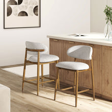 Load image into Gallery viewer, Locke - Modern Upholstered Counter Stool With Frame - Salt / Pepper