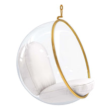 Load image into Gallery viewer, Acrylic And Faux Leather Hanging Balloon Chair - White And Gold