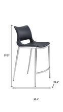 Load image into Gallery viewer, 25" Steel Low Back Counter Height Bar Chairs (Set of 2) - Black And Silver
