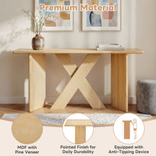 Load image into Gallery viewer, X-Frame Console Table, Angled Cross Leg Design, Rounded Edges - Natural