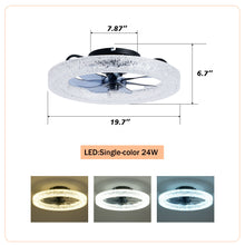 Load image into Gallery viewer, LED Light Source And Remote Control, 3000 - 6500K Dimmable Flush Mount LED Fan Light, 6 Speeds, Quiet DC Motor For Living Room - Matte Black
