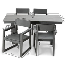 Load image into Gallery viewer, 5 Piece Outdoor Dining Set For 4, Patio Table With Umbrella Hole And 4 Armrest Chairs For Backyard - Gray