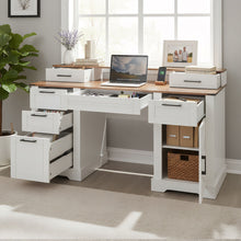 Load image into Gallery viewer, Office Desk With Charging Station & Storage Cabinet
