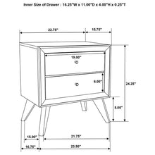 Load image into Gallery viewer, Nightstand With Angled Legs, Round Knobs, Wave Texture, 2 Drawer Bedside Table - White