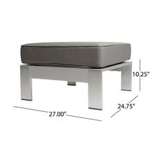 Load image into Gallery viewer, Outdoor Aluminum Ottoman With Cushion - Gray
