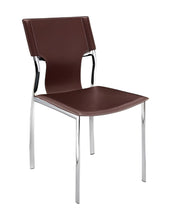 Load image into Gallery viewer, Leather Dining Side Chairs (Set of 4) - Dark Brown / Silver