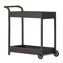 Load image into Gallery viewer, Resin Wicker Bar Cart With Metal Frame - Brown