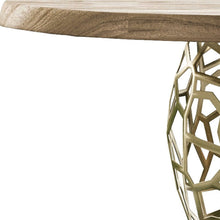 Load image into Gallery viewer, 47" Acacia Live Edge Rounded Solid Wood And Dining Table - Brass