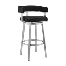 Load image into Gallery viewer, 38" Faux Leather Swivel Low Back Bar Height Bar Chair - Black / Silver