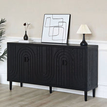 Load image into Gallery viewer, Modern Sideboard Cabinet With Decorative Nailhead Accents, Stylish Storage Solution For Dining, Living Rooms - Black