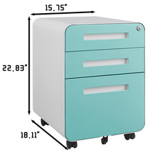 Load image into Gallery viewer, 3 Drawer Mobile File Cabinet Under Desk Office, Simple Style Versatile Storage Cabinet For Legal / Letter / A4 Files, 5 Wheel Design Anti-Tilting Cold Rolled Steel Waterproof Moisture-Proof