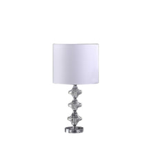 Load image into Gallery viewer, Crystal Geometric Table Lamp With White Classic Drum Shade - Silver