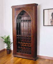 Load image into Gallery viewer, 44" Solid Wood And Iron Bar Cabinet With Three Shelves - Dark Brown