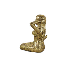 Load image into Gallery viewer, Mermaid Hand Painted Statue Tabletop Sculpture - Antiqued Brass