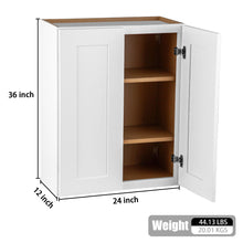 Load image into Gallery viewer, Shaker Wall Cabinet With Soft Close Hinges, Adjustable Shelves, Double Door