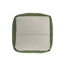 Load image into Gallery viewer, 18" Cotton And Jute Cube Pouf Ottoman - Moss Green And Natural
