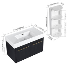 Load image into Gallery viewer, Modern Wall Mounted Bathroom Vanity With Thick Edge Resin Sink And Storage Rack
