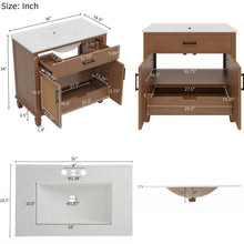 Load image into Gallery viewer, Bathroom Vanity With Ceramic Sink, Modern Free Standing Cabinet With Soft Close Drawers