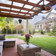 Load image into Gallery viewer, Outdoor Ceiling Fan With DC Motor And LED Light, Blades, Reversible For Patios - Black