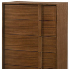 Load image into Gallery viewer, Wood Contemporary Five Drawer Dresser - Walnut Brown