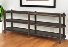 Load image into Gallery viewer, 80" Solid Wood Oval Six Leg Console Table With Two Shelves - Brown