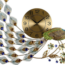 Load image into Gallery viewer, Silent Analog Peacock Novelty Wall Clock (626366) - Gold / Blue / Green