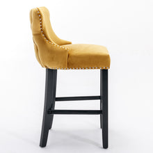 Load image into Gallery viewer, Contemporary Upholstered Wing-Back Barstools With Button Tufted Decoration And Wooden Legs, And Nailhead Trim, Leisure Style Bar Chairs, Bar Stools (Set of 2)
