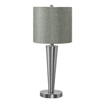 Load image into Gallery viewer, Metal Candlestick USB Table Lamps With Gray Drum Shade (Set of 2) - Silver