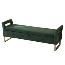 Load image into Gallery viewer, Wide Storage Soft Ottoman Bench With Armrests