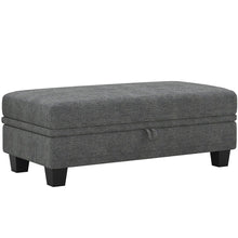 Load image into Gallery viewer, Chenille Storage Ottoman - Light Gray / Black