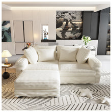 Load image into Gallery viewer, Deep Seat Convertible Sofa With Soft Pillows And Ottomans