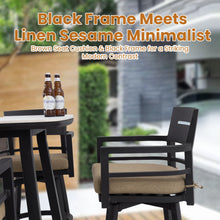 Load image into Gallery viewer, 5 Pieces Outdoor Patio Bar Set, Rounded Square Sintered Stone Table & 4 Swivel Bar Chairs