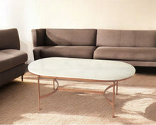 Load image into Gallery viewer, Genuine Marble And Metal Oval Coffee Table - White And Copper
