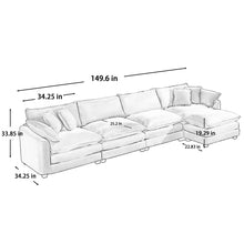Load image into Gallery viewer, Modern Oversized Modular Cushion Sofa With Ottoman, Low Back, Deep Seating Sofa Set