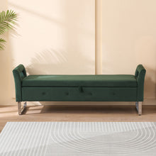 Load image into Gallery viewer, Wide Storage Soft Ottoman Bench With Armrests