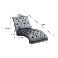 Load image into Gallery viewer, Velvet Chaise Lounge Indoor, Button Tufted Upholstered Chaise Lounge Chair With Pillow
