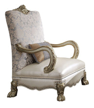 Load image into Gallery viewer, Faux Leather Damask Arm Chair - Pearl And Gold