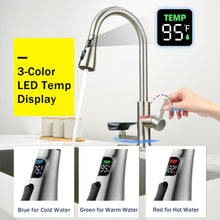 Load image into Gallery viewer, 3 In 1 Kitchen Faucet With LED Temperature Display, Pull Down Sprayer