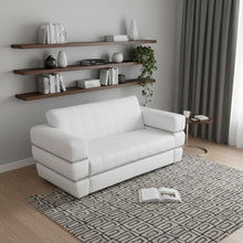 Load image into Gallery viewer, Italian Leather Loveseat - White / Silver