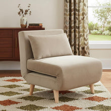 Load image into Gallery viewer, Plush Upholstered Convertible Chair And Toss Pillow - Beige And Natural