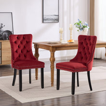 Load image into Gallery viewer, Classic Velvet Dining Chairs, High-End Tufted Solid Wood Contemporary Velvet Upholstered Dining Chair With Wood Legs Nailhead (Set of 2) - Burgundy