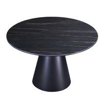 Load image into Gallery viewer, 47" Ceramic And Metal Pedestal Base Round Top Dining Table - Black
