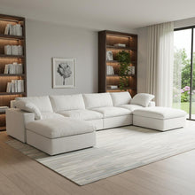 Load image into Gallery viewer, 160" 2 Piece Living Room Set Blend Modular Sofa With Ottoman Storage - White