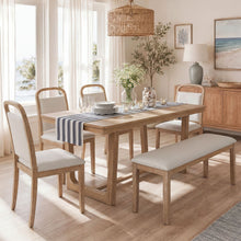 Load image into Gallery viewer, Farmhouse Dining Set With 4 Upholstered Chairs & 1 Bench
