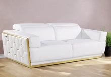 Load image into Gallery viewer, Leather Upholstered Sofa - White / Silver