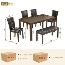 Load image into Gallery viewer, 6 Piece Dining Table Set & Bench And Chairs For Dining Room - Dark Walnut